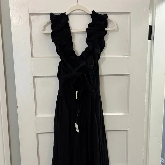 Free People Black Ruffled Midi Dress - Picture 4 of 7
